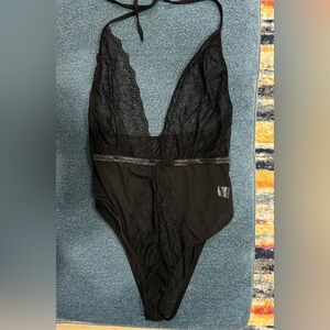 Black lacy/mesh bodysuit